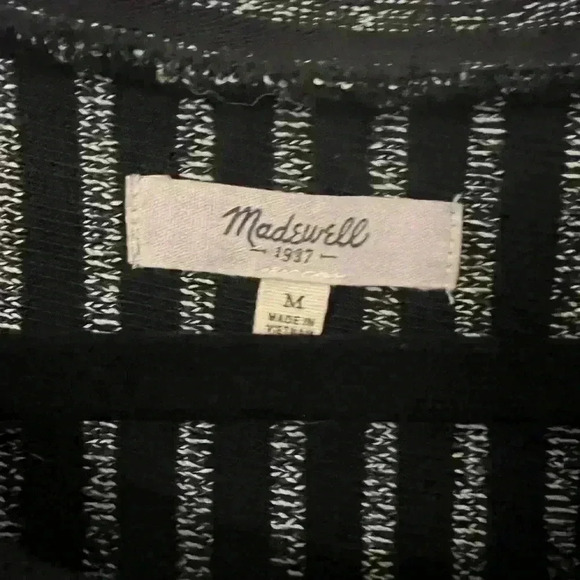 Madewell Marled Stripe Boxy High Low Long Sleeve Sweater in Black White M (C115) - Picture 4 of 10